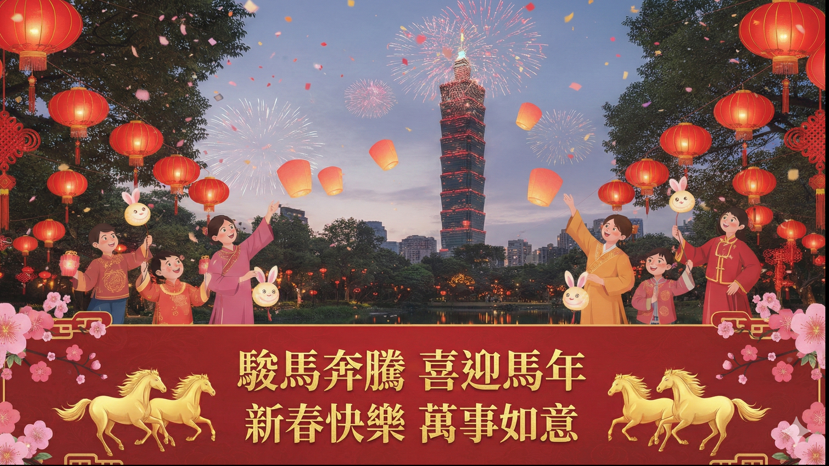 駿馬奔騰 喜迎馬年 新春快樂 萬事如意